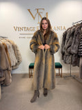 Grey Cross Fox Fur Coat, Large, Full Length
