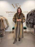 Grey Cross Fox Fur Coat, Large, Full Length