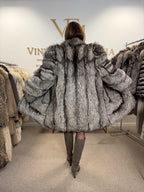 Silver Fox Fur Coat, Medium, Fluffy Soft