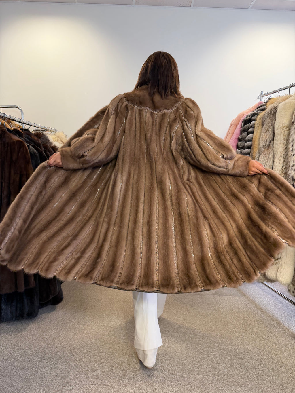 Mink Fur Coat, Pastel Snakeskin Swinger, Large size L