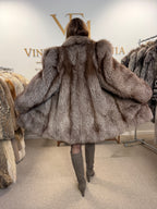 Crystal Fox Fur Jacket, Medium, Fluffy