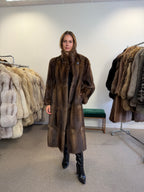 Brown Beaver Fur Coat, Full Length, XL Fits M to L