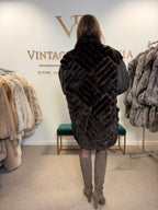Dark Brown Mink Fur Jacket, Medium, Leather