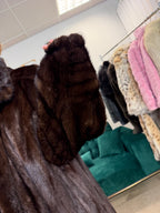 Dark Brown Mink Fur Coat, XL, Extra Full Length, Luxury