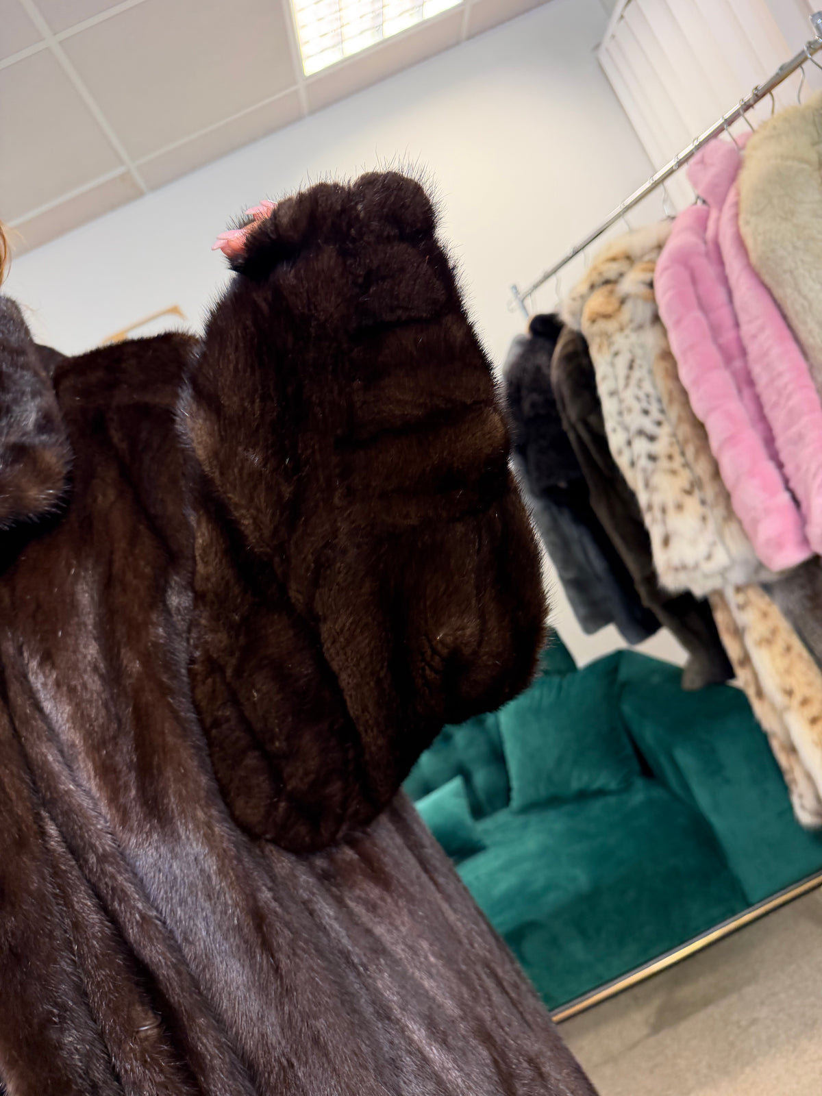 Dark Brown Mink Fur Coat, XL, Extra Full Length, Luxury
