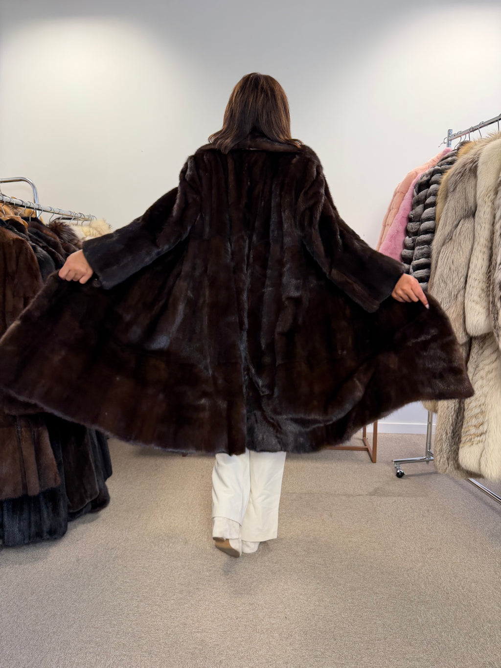 Mink Fur Coat, Brown, Medium