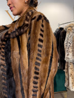 Luxury Pastel Mink Fur Coat, Large, Two-Tone Design