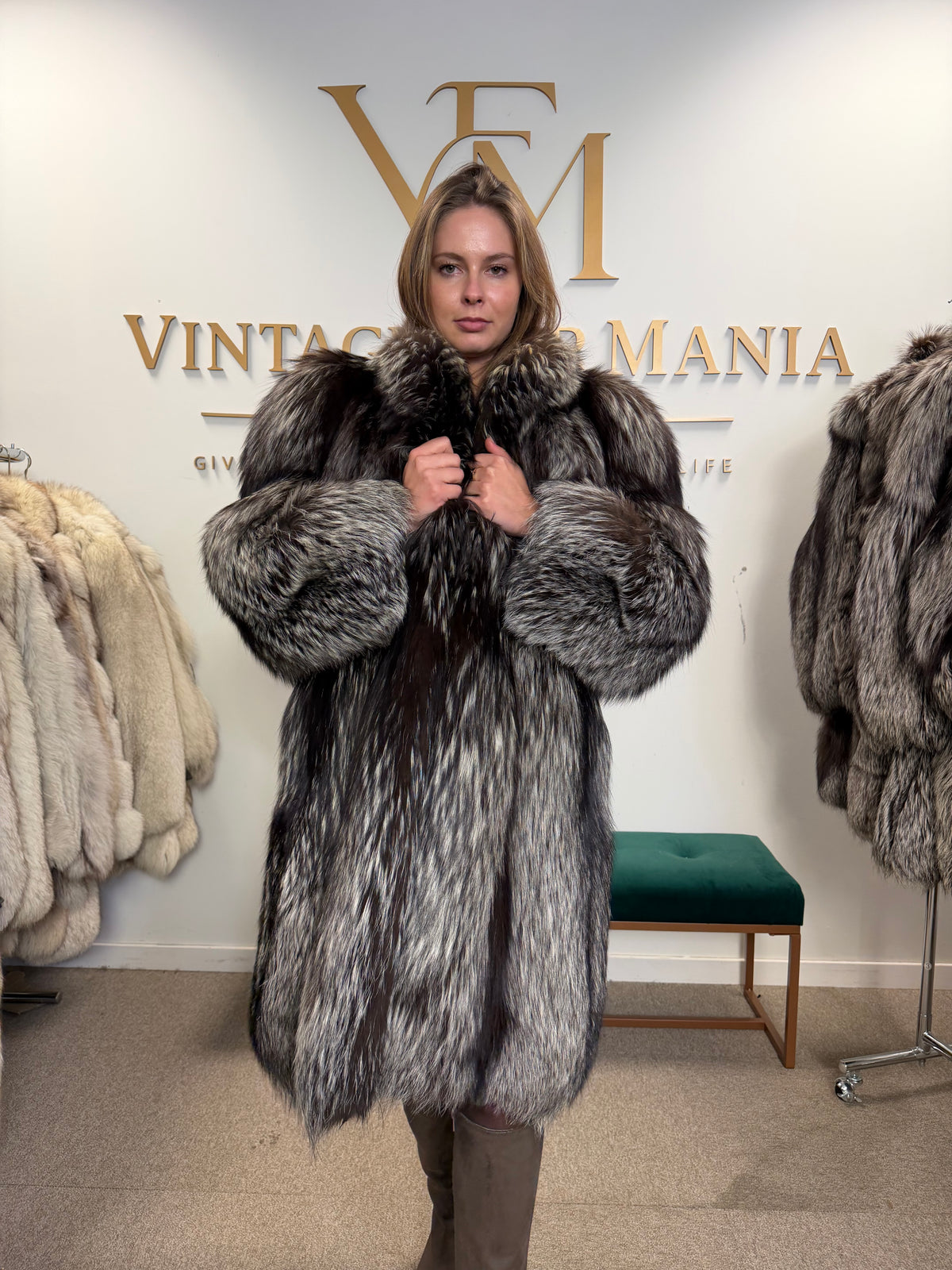 Silver Fox Fur Coat, Large, Ankershoffhem luxury brand