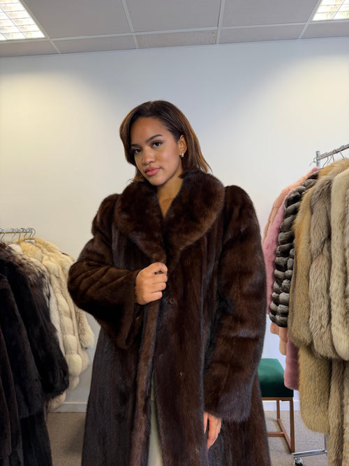 Brown Mink Fur Coat, Large, Luxury