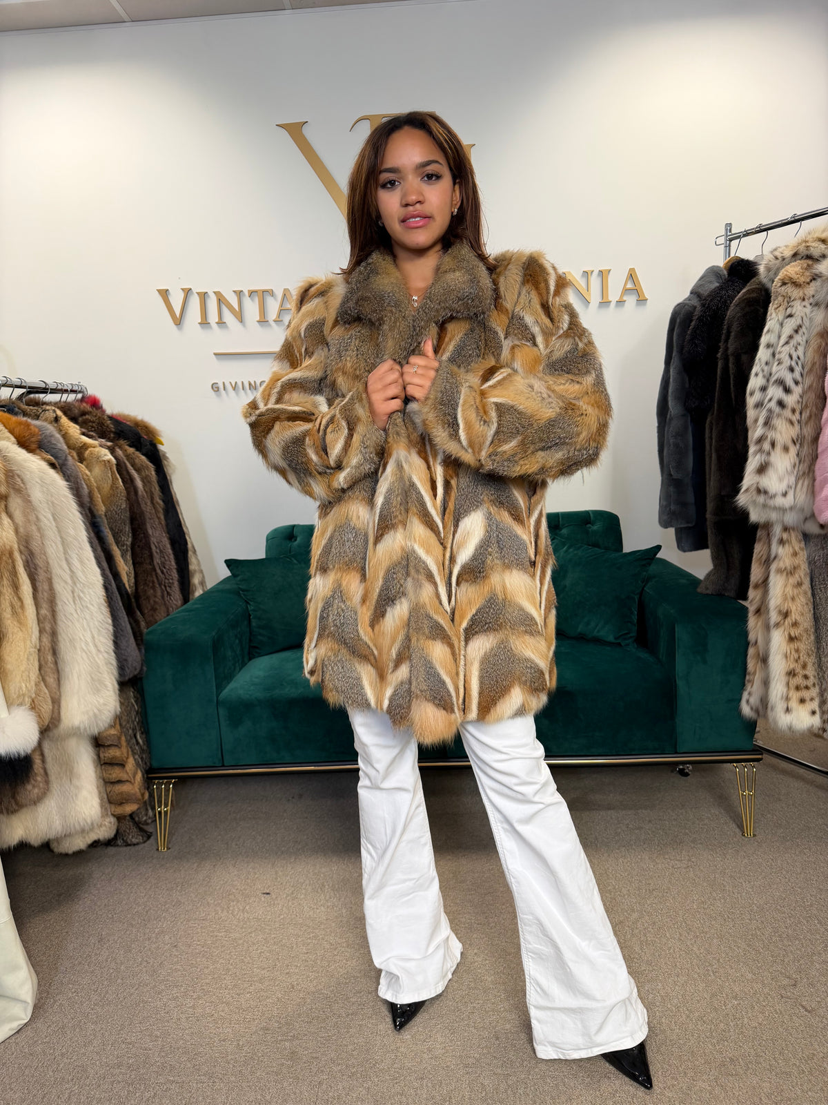 Red Fox Fur Jacket, XL, Pieced