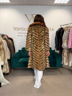 Hamster Fur Coat with Red Fox Collar, Medium, Rare Luxury