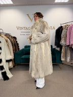 White Lynx Fox Fur Coat, Large, Full Length