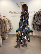 Mixed Colour Dyed Mink Fur Coat, XL, Full Length, Belted