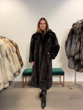 Mink Fur Coat, Dark Brown, Full Length, Size L
