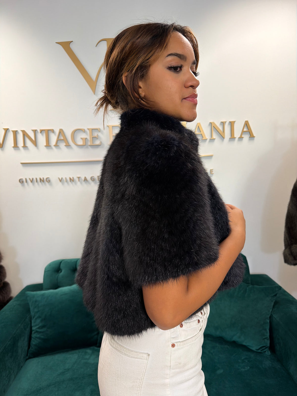 Dark Blue Mink Fur Jacket, M/L, New, Luxury Design