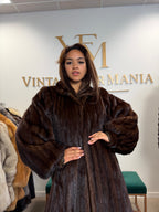 Brown Mink Fur Coat, XL, Single Button Front