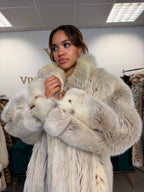 White Lynx Fox Fur Coat, Large, Full Length