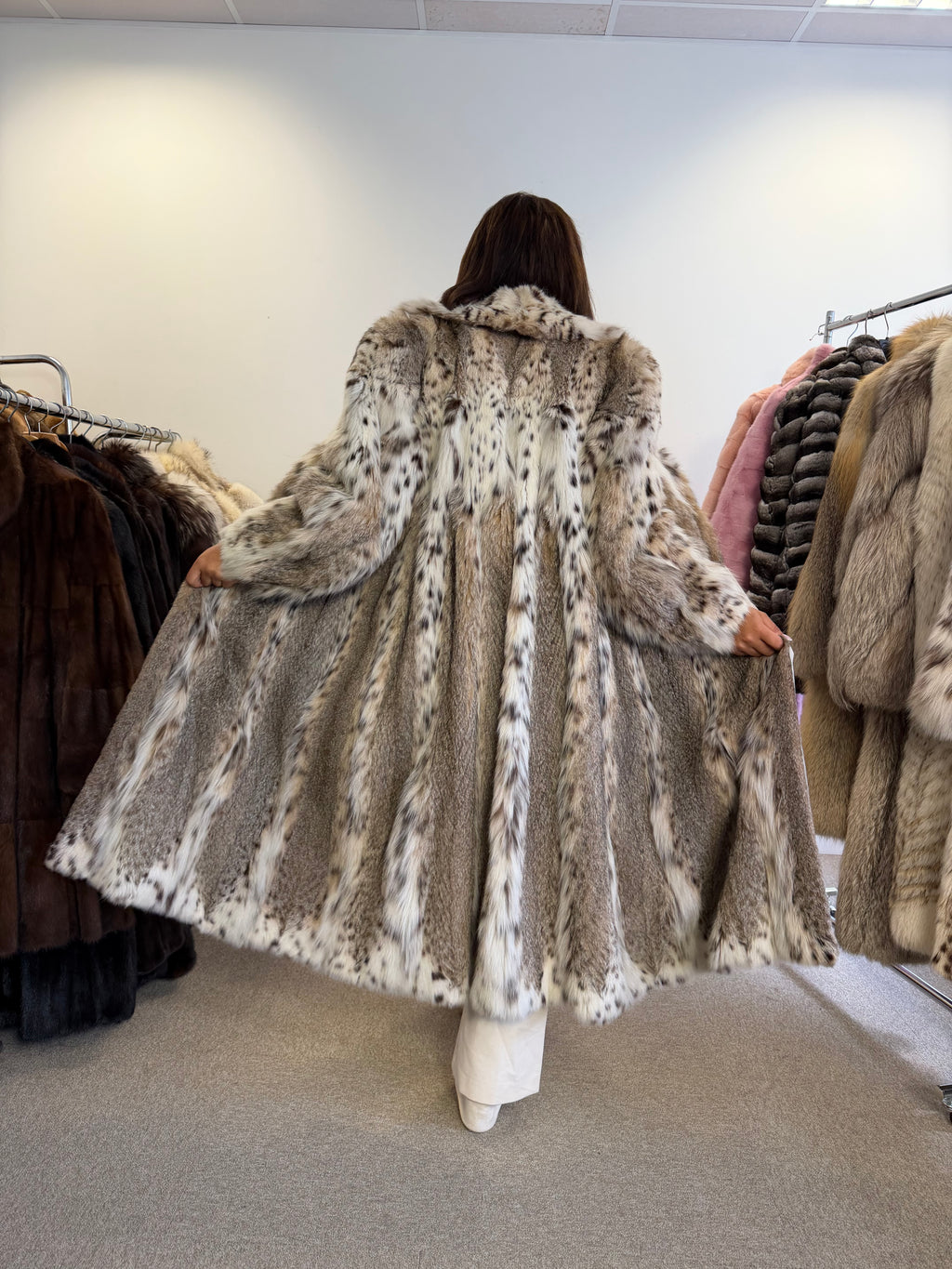 Lynx Fur Coat, Bobcat, XXL