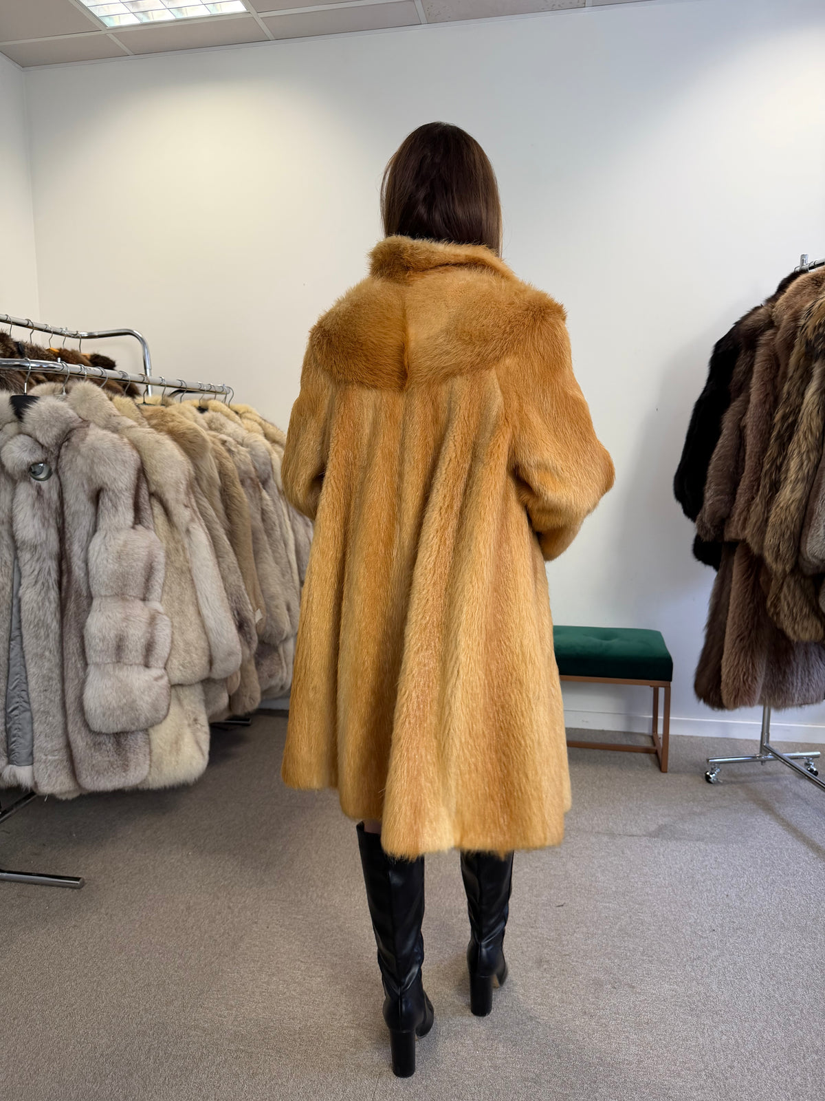 Golden Beaver Fur Coat, Small