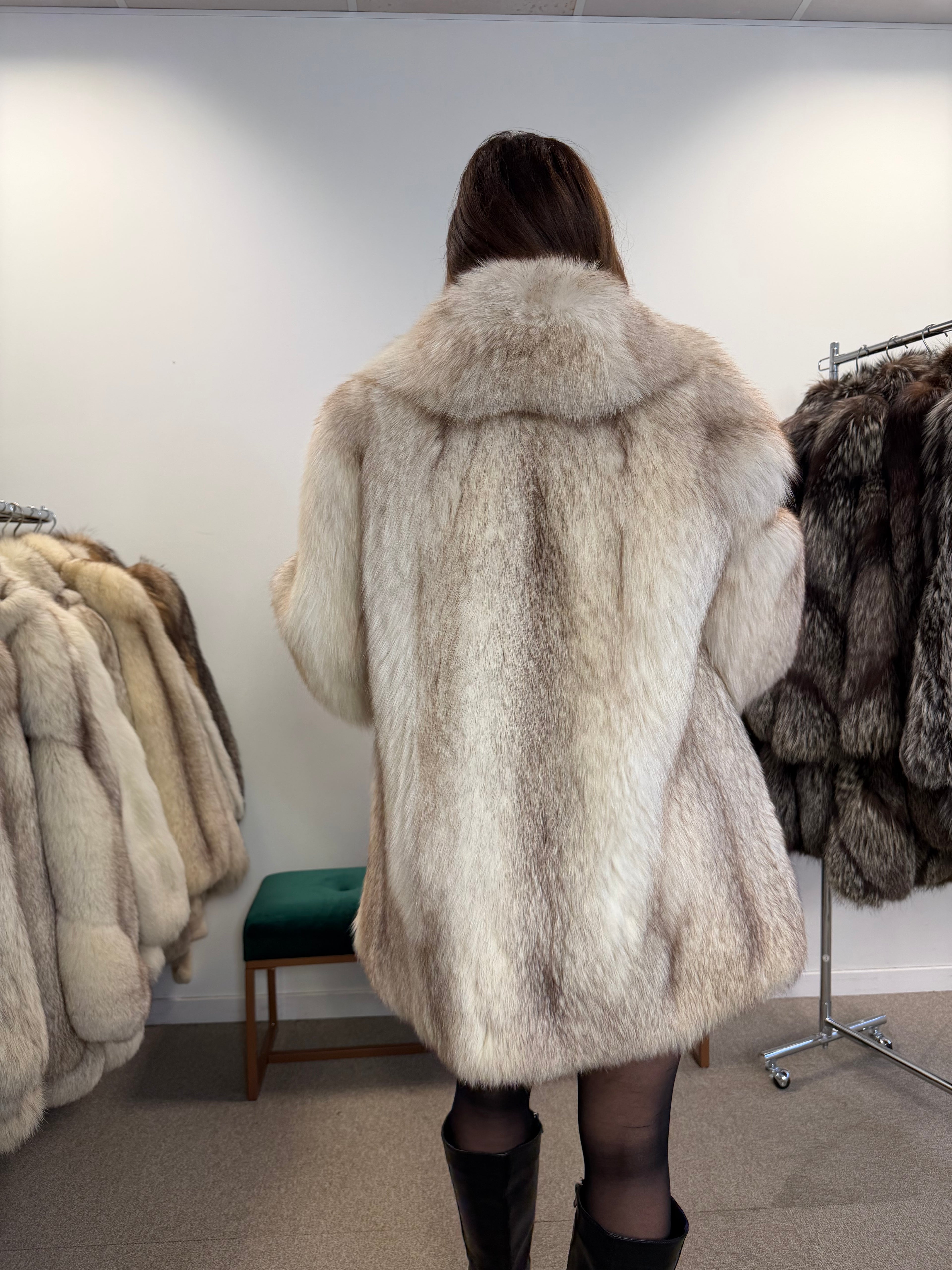 White Fox Fur Jacket, Luxury Quality - M size