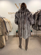 Silver Fox Fur Coat, Large, SAGA, Swinger, Trimmed