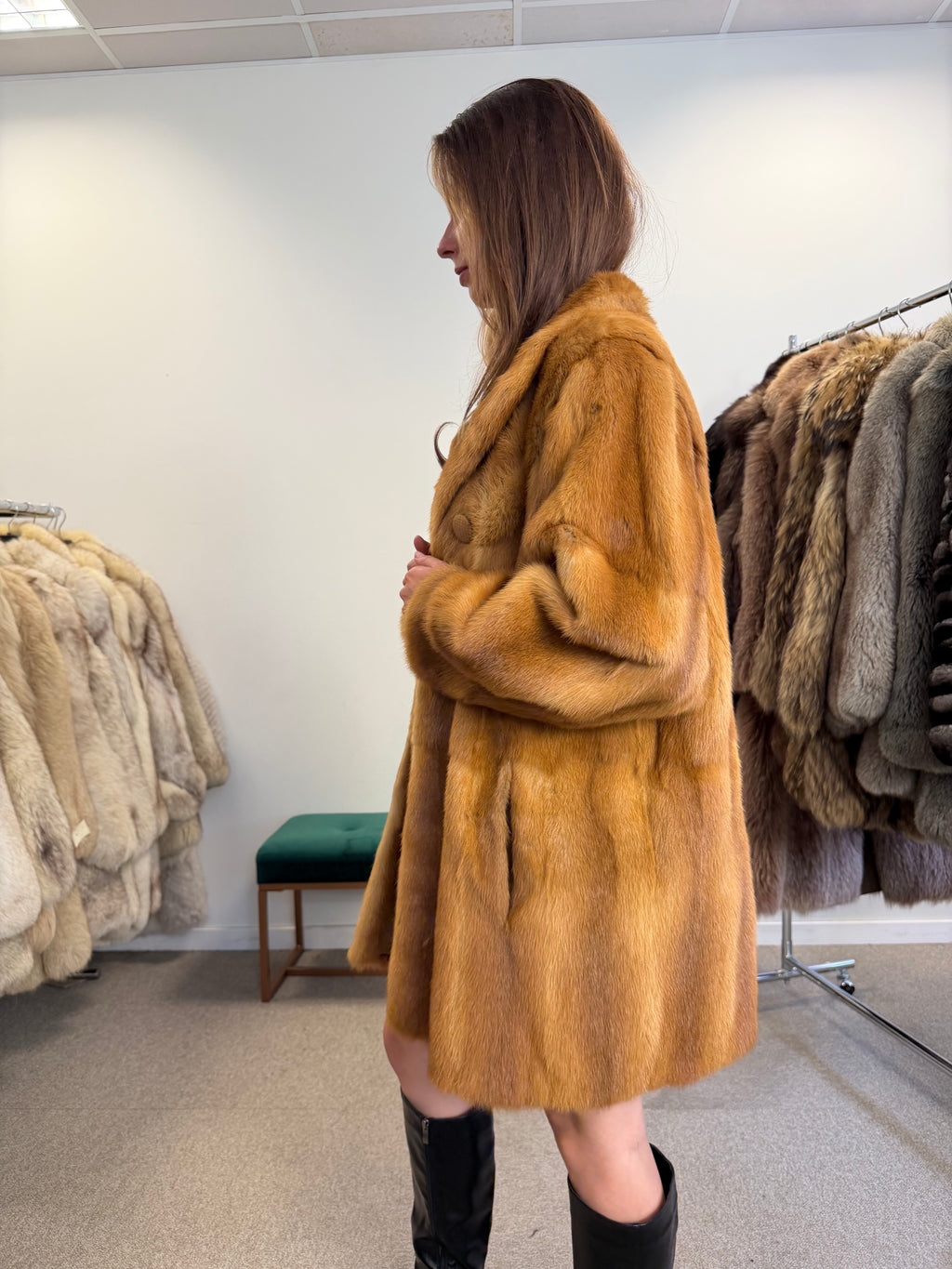 MGolden Mink Fur Jacket, Large, Special Style