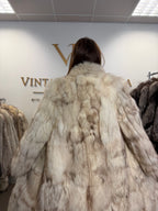 White Fox Fur Coat, Full Length, Pieced, Slim Medium