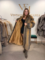 Grey Cross Fox Fur Coat, Large, Full Length