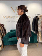 Dark Brown SAGA Mink Fur Jacket, Medium, Short