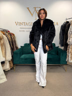 Black Rabbit Fur Coat, Medium