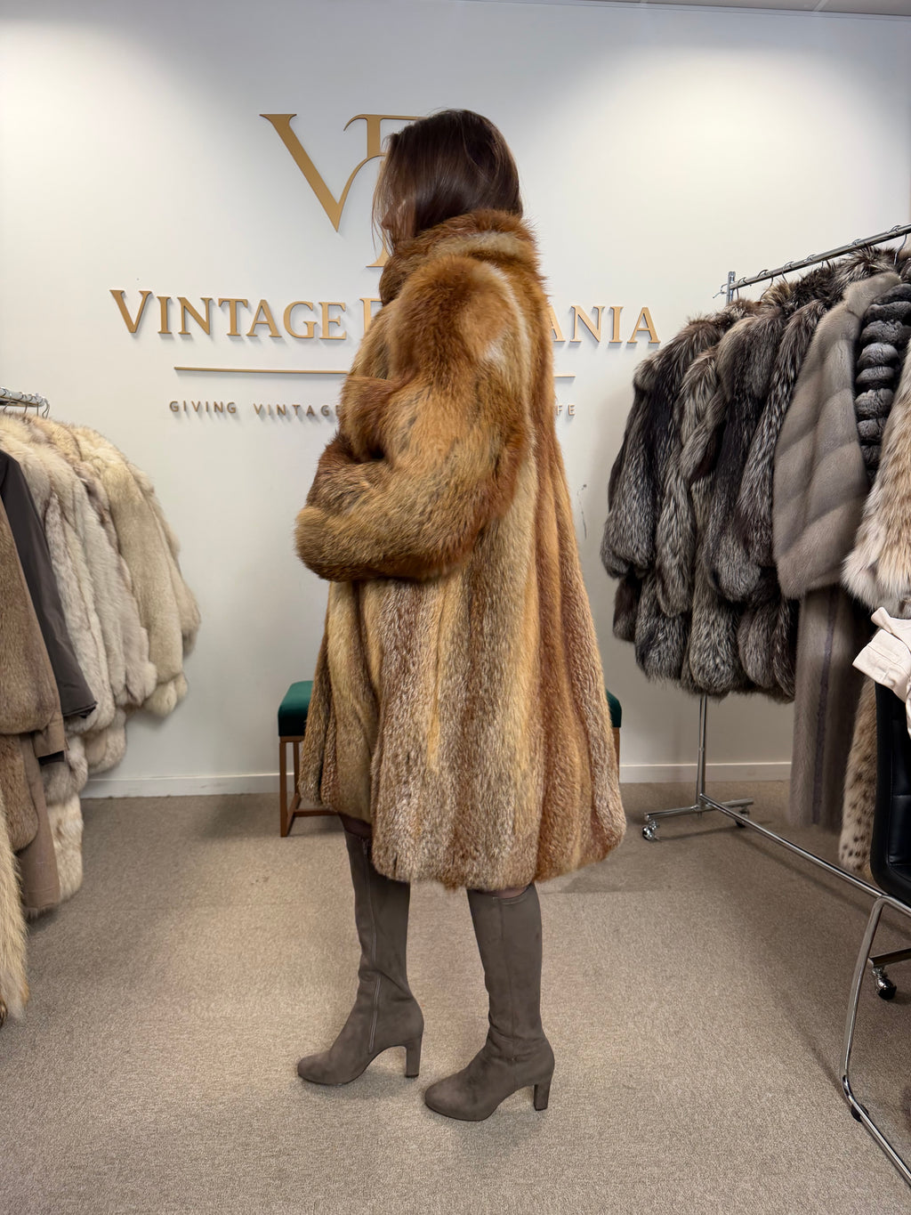 Red Fox Fur Coat, Large, Fluffy