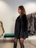 Mink Fur Jacket, Black, Size M