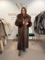 Fluffy Brown Fox Fur Coat, Medium, Extra Full Length, trimmed fur