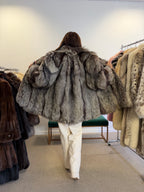 Silver Fox Fur Coat, Bright, Size L