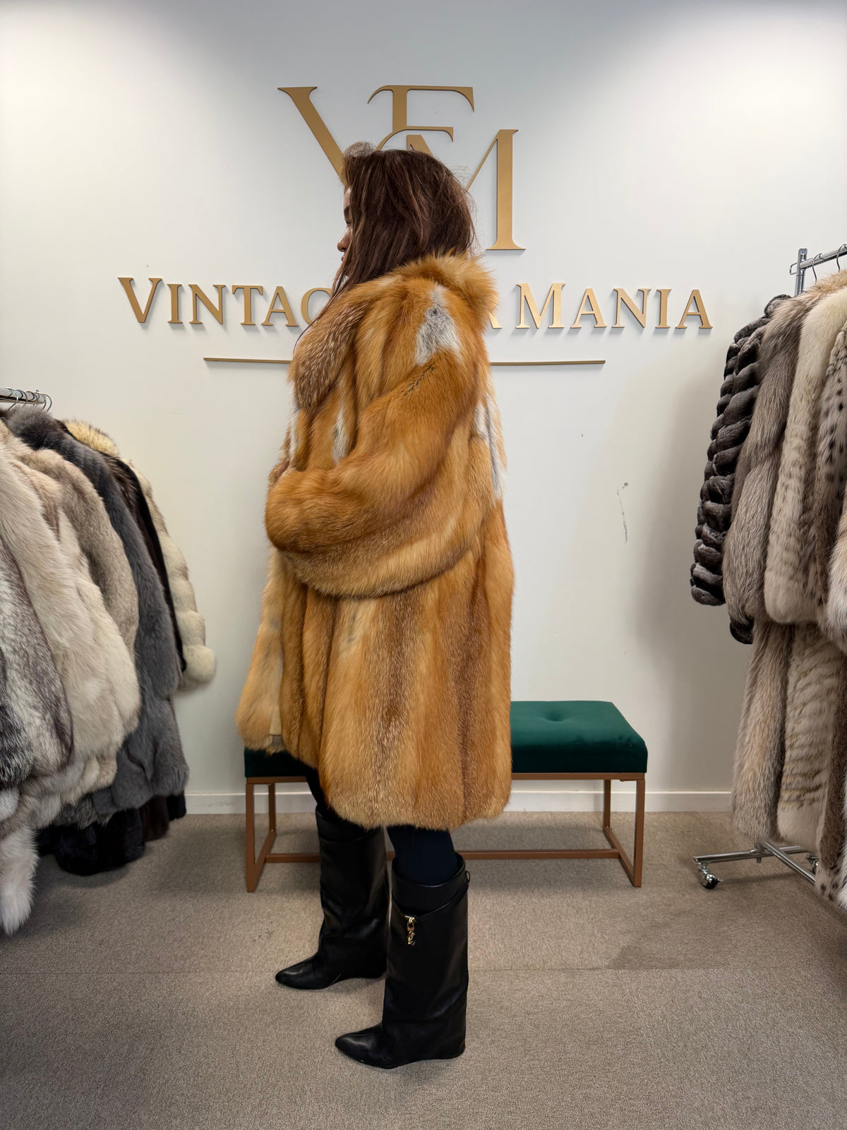 Scandinavian Red Fox Fur Coat, Fluffy Luxury, XL