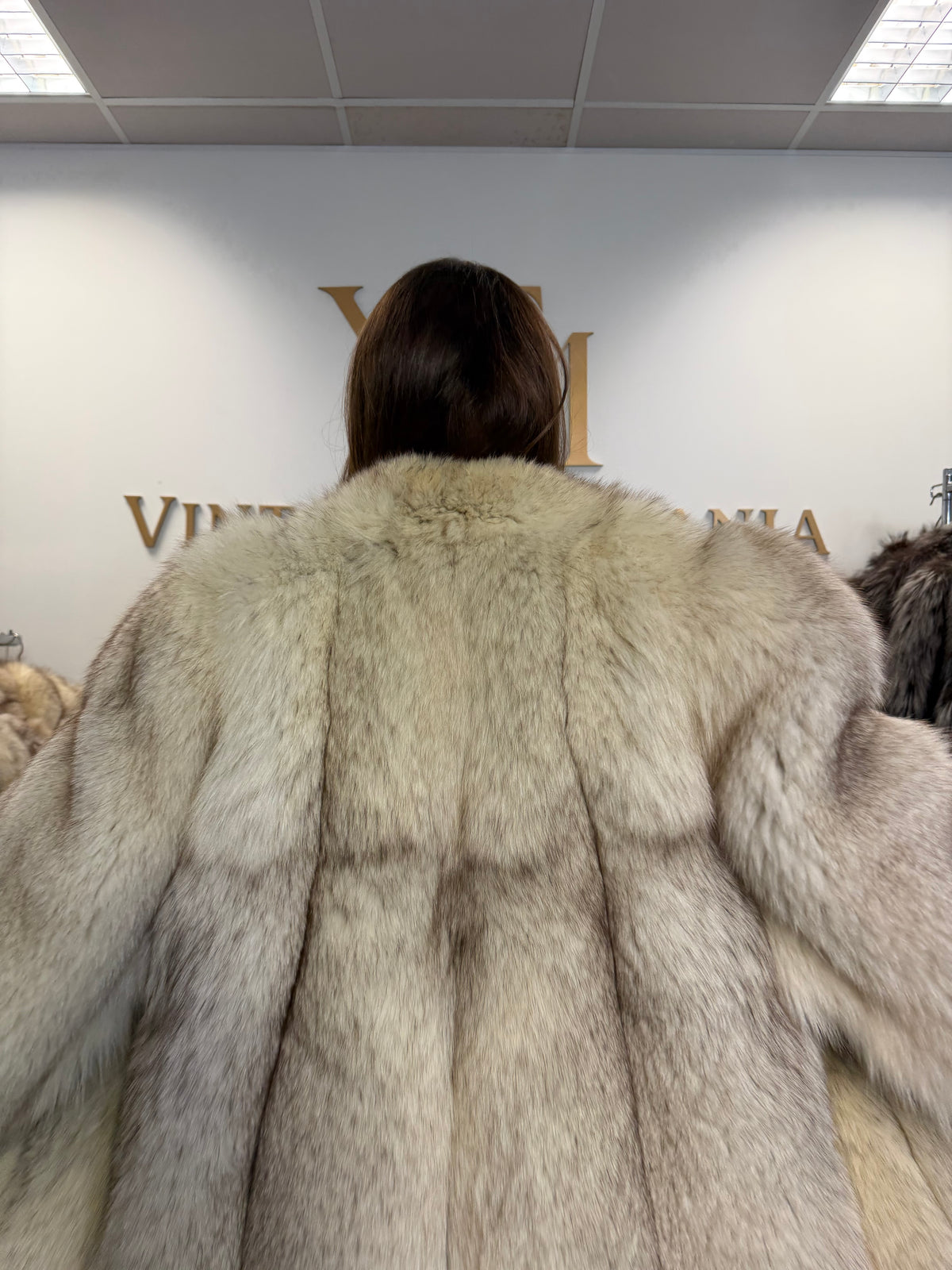 White Fox Fur Coat, Medium, Outlet