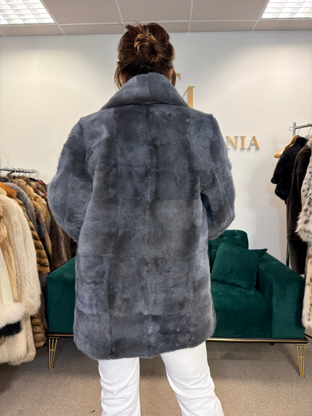 Blue-Grey Dyed Mink Fur Jacket, Medium, German, New