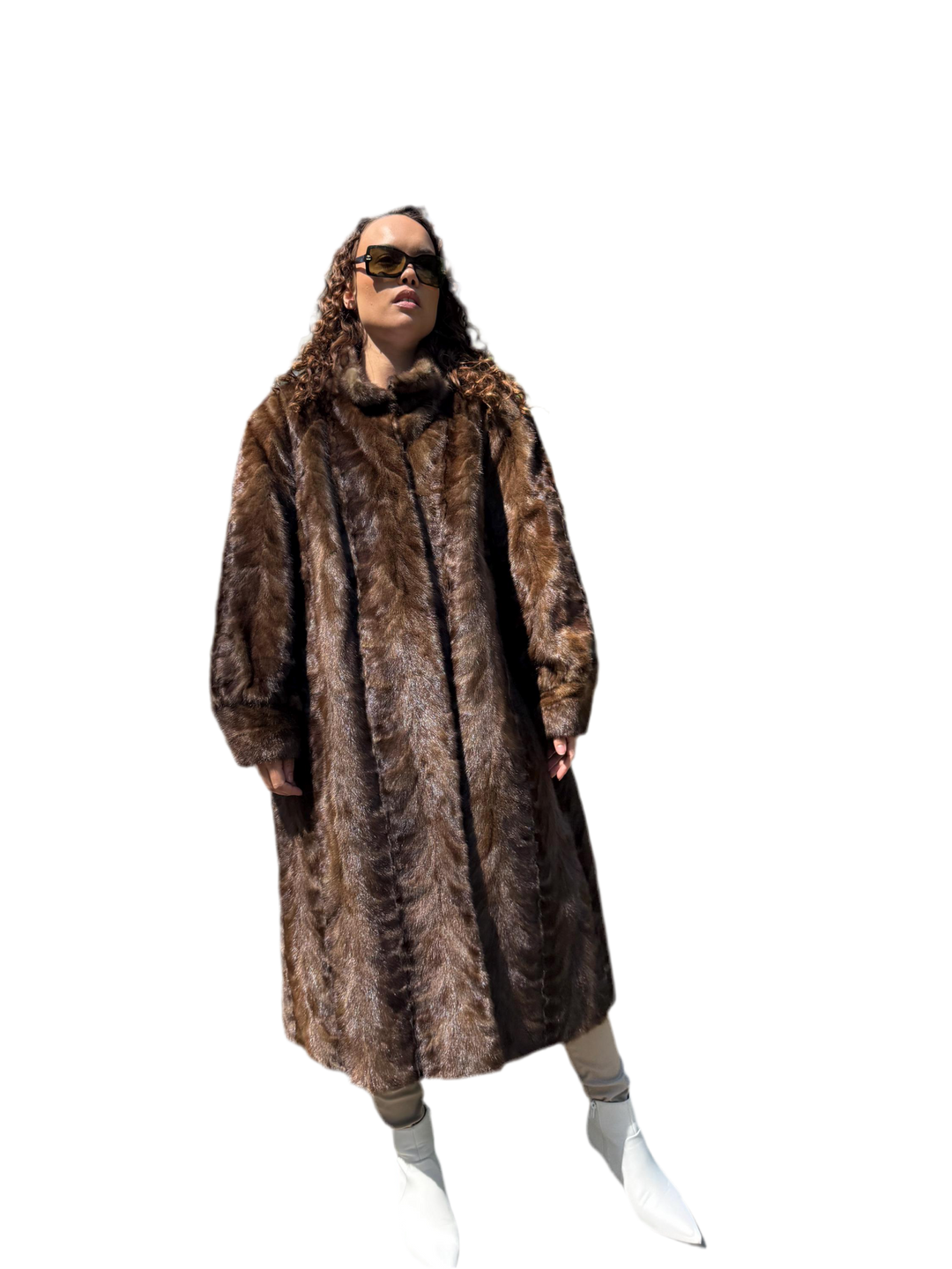 Oversized Natural Brown Mink Fur Coat XL/XXL