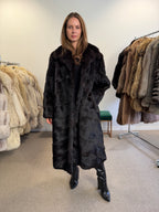 Black Rabbit Fur Coat, Large, Full Length, Soft
