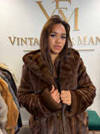 Pierre Balmain Mink Fur Coat, Brown, Medium, French Luxury