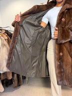 Brown Thick Mink Fur Coat, XL, Flexible