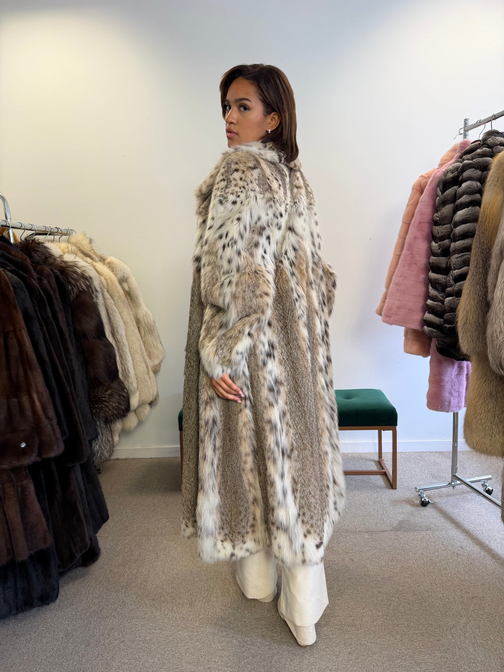 Lynx Fur Coat, Bobcat, XXL