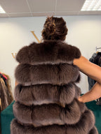 Dark Brown Fox Fur Vest, Medium, New
