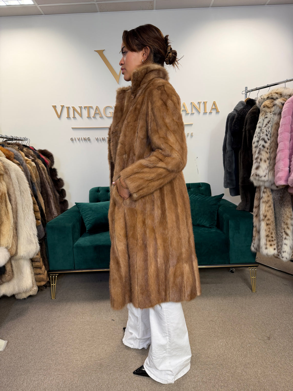 Pastel Mink Fur Coat, Medium