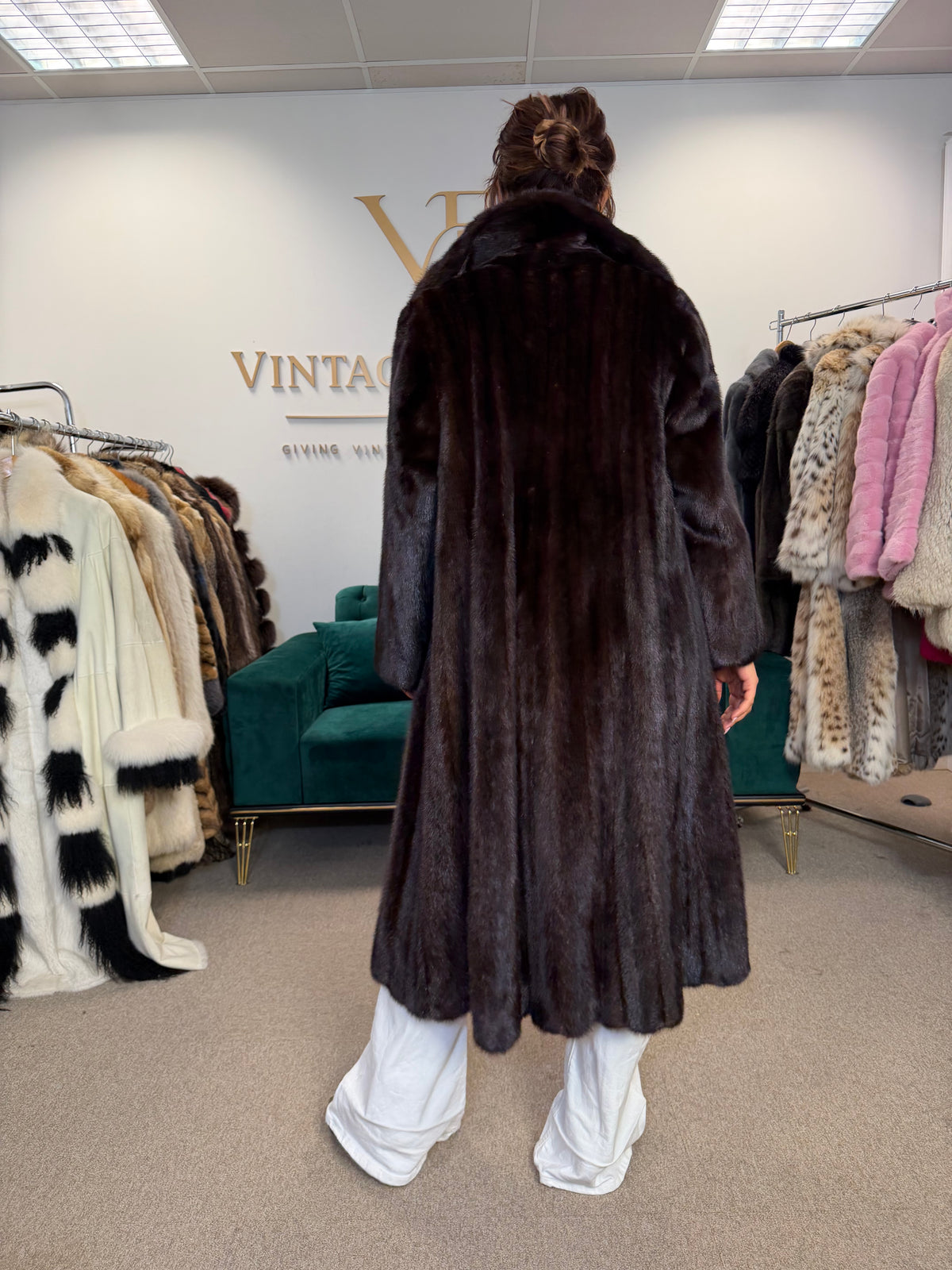 Dark Brown Blackglama Mink Fur Coat, Large, Pelz Aachen Germany