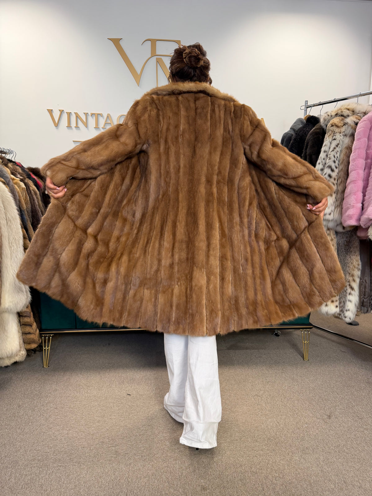 Pastel Mink Fur Coat, Medium