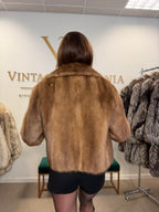 Light Beige Mink Fur Jacket, Medium, Short Sleeves