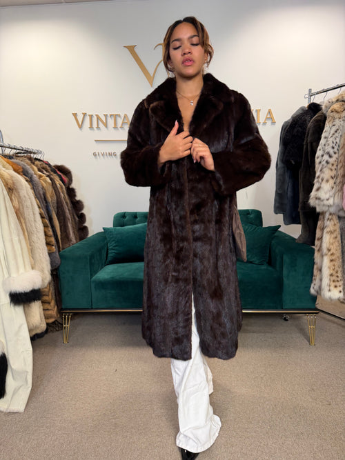 Brown Mink Fur Coat, M/L, Full Length