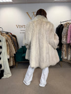 White Nordic Fox Fur Coat, One Size up to 4XL, Open Front