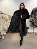 Mink Fur Coat, Dark Brown, Size M